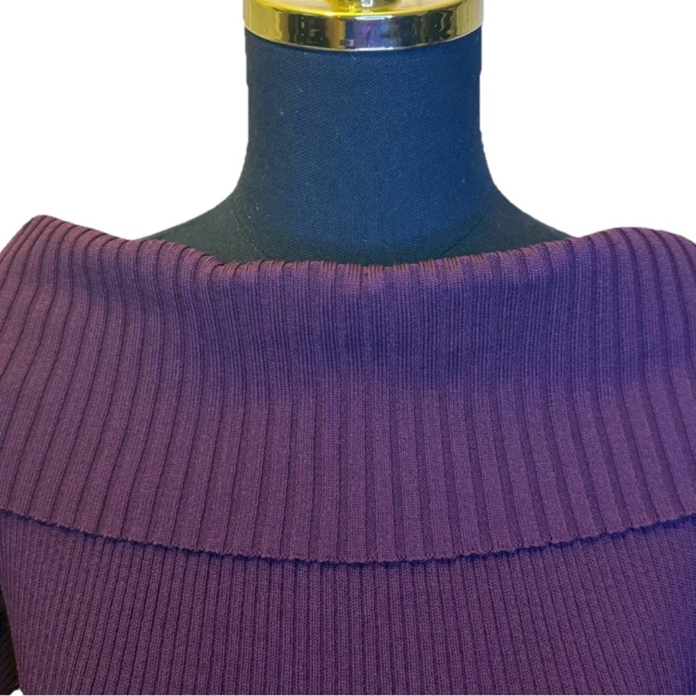 Stylish Burgundy Off The Shoulder Short Sleeve Sweater by 7th Avenue, Large, NWT - Picture 7 of 13